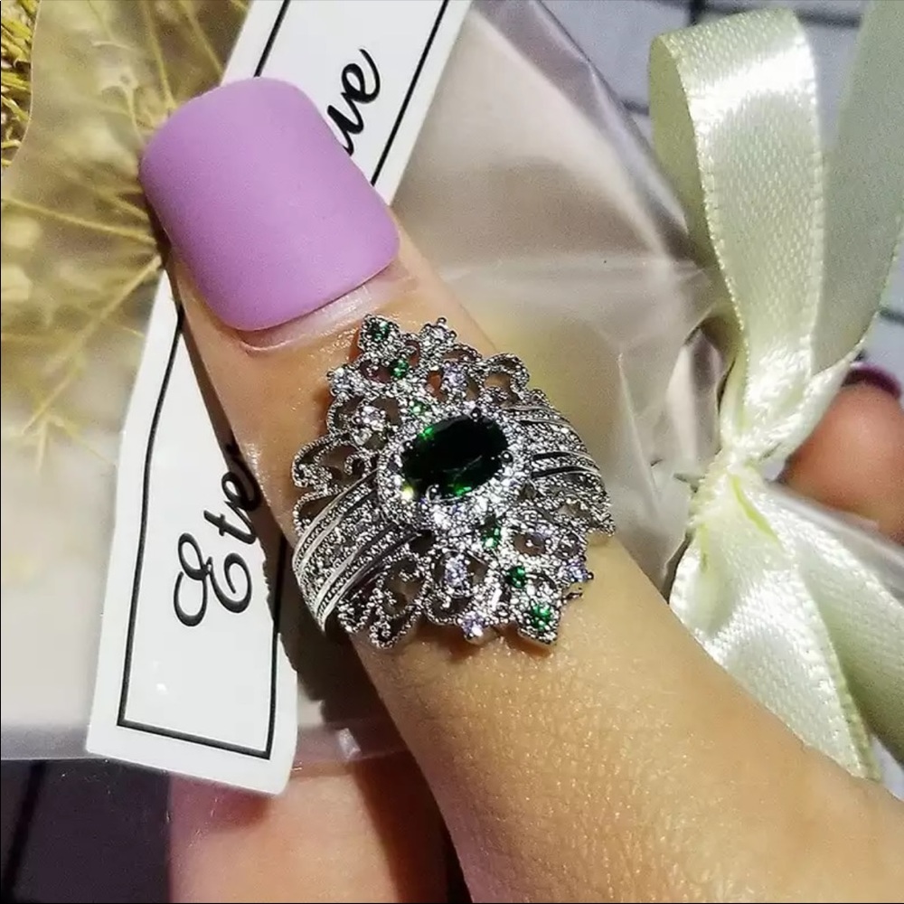 New 925 Silver Halo Engagement Party Ring - Picture 2 of 2